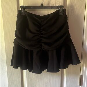 Elegant Black Ruched Skirt